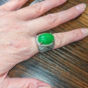 Jade Silver Cocktail Ring